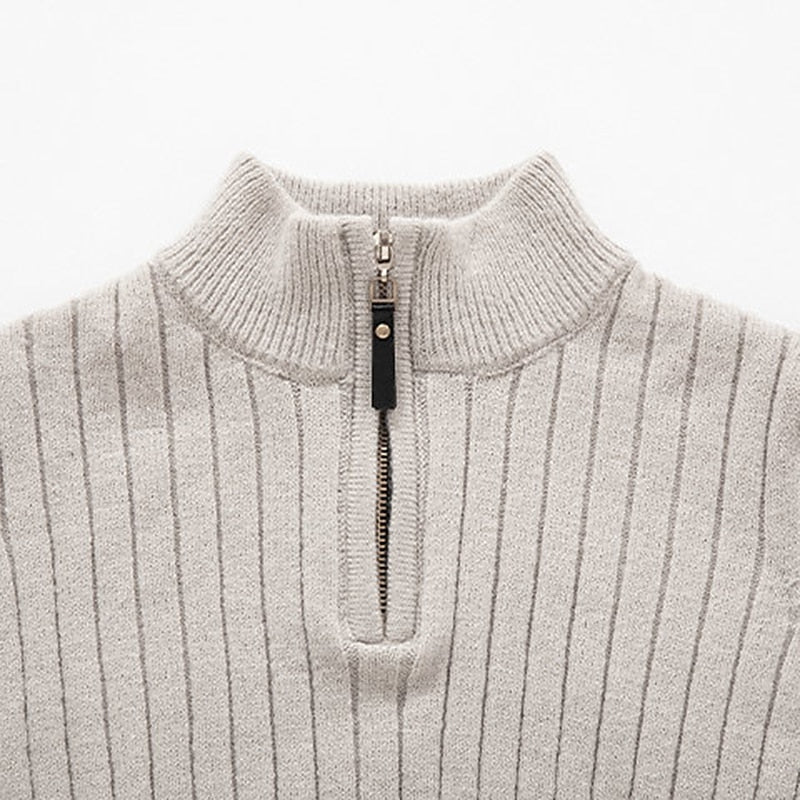 Reinhart | Gerippter Troyer-Pullover mit Reißverschluss