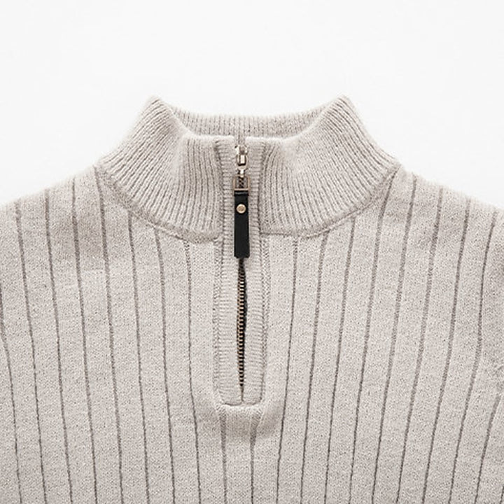 Reinhart | Gerippter Troyer-Pullover mit Reißverschluss