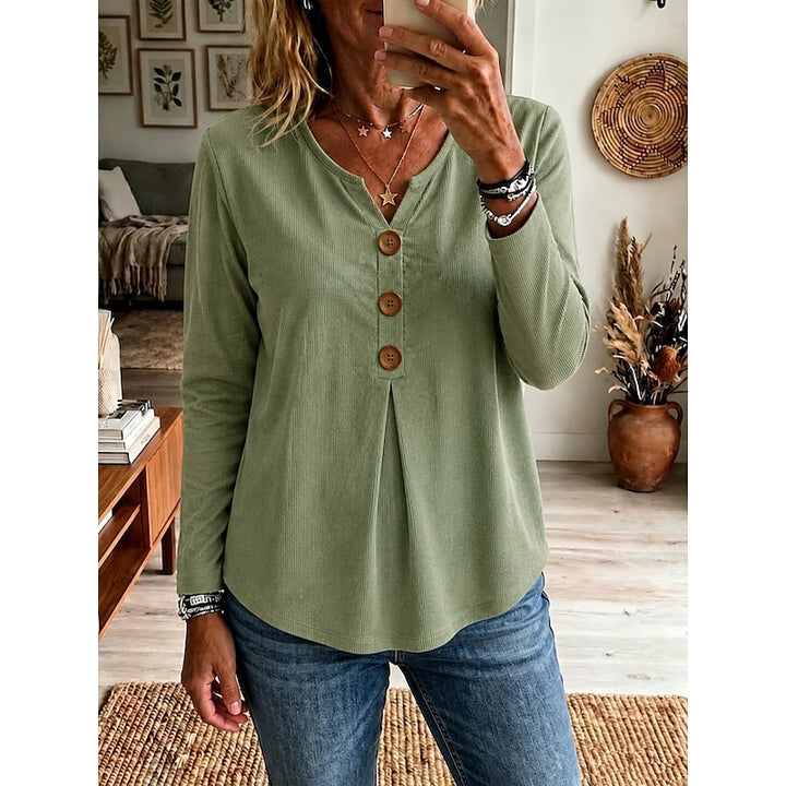 Birgit | Weiche Knopfbluse mit V-Ausschnitt