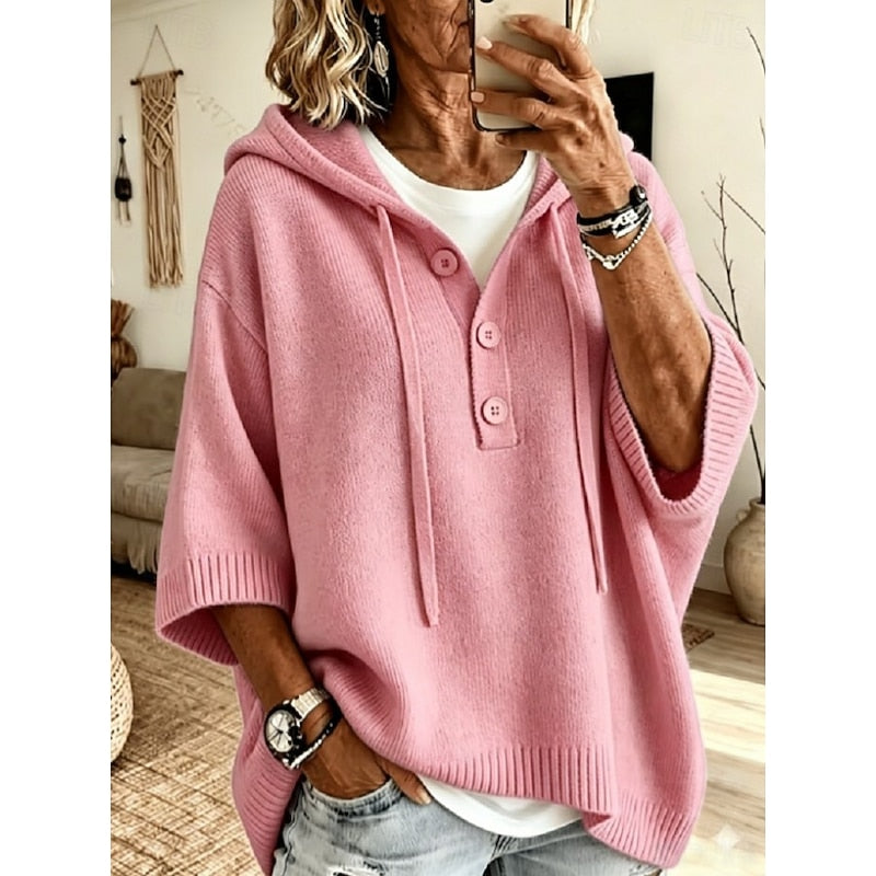 Miriam | Lässiger Kapuzenpullover mit Knopfleiste