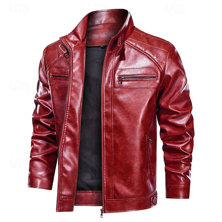 Benedikt | Klassische Biker-Jacke im Stehkragen-Design