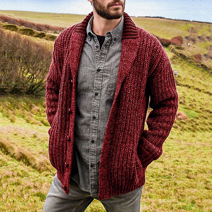 Kaspar | Grobgestrickte Strickjacke mit Schalkragen