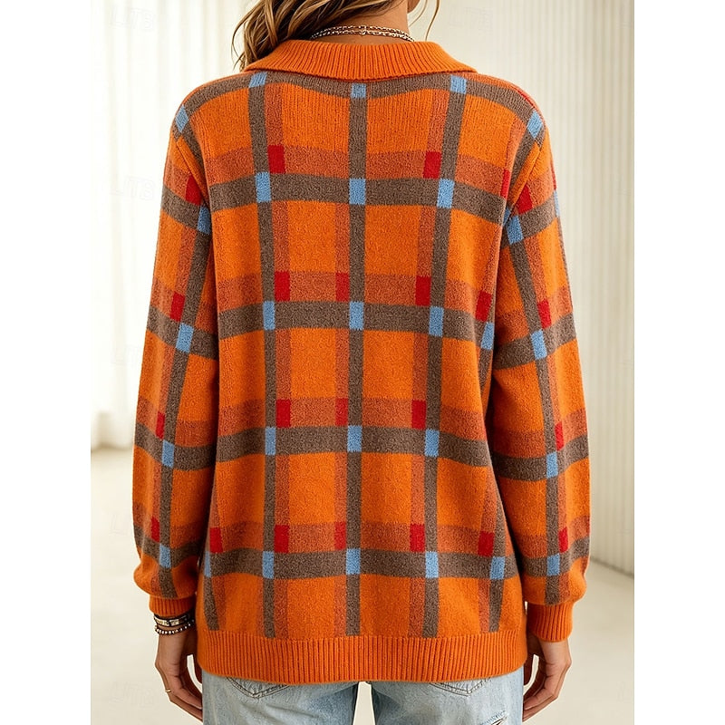 Sigrid | Karierter Cardigan mit Hemdkragen