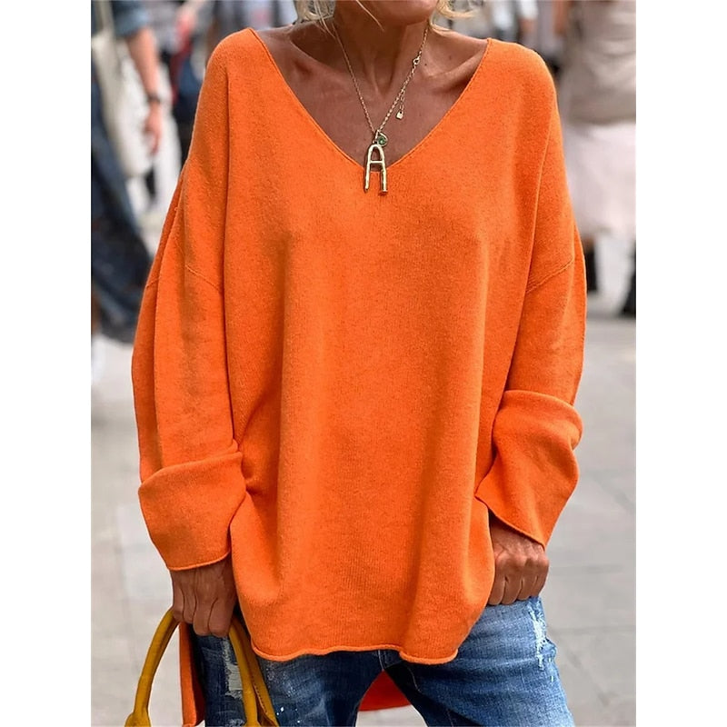 Traute | Lässiger Oversize-Pullover mit V-Ausschnitt