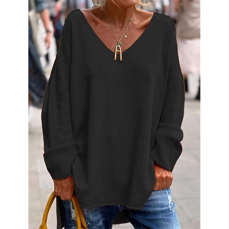 Traute | Lässiger Oversize-Pullover mit V-Ausschnitt