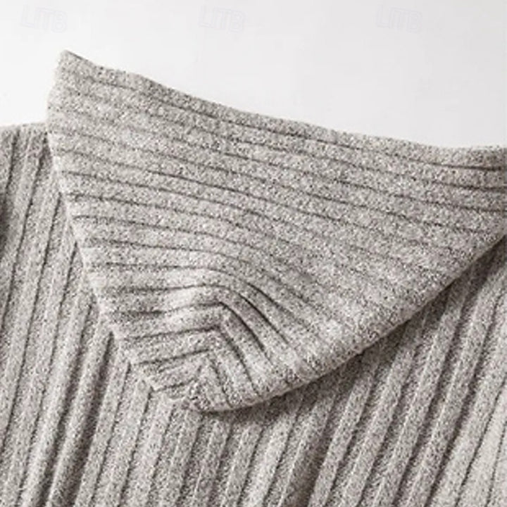 Frederik | Grob gestrickte Kapuzen-Strickjacke