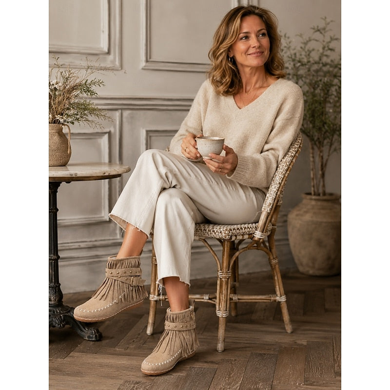 Wiebke | Fransen-Stiefelette mit Schnalle