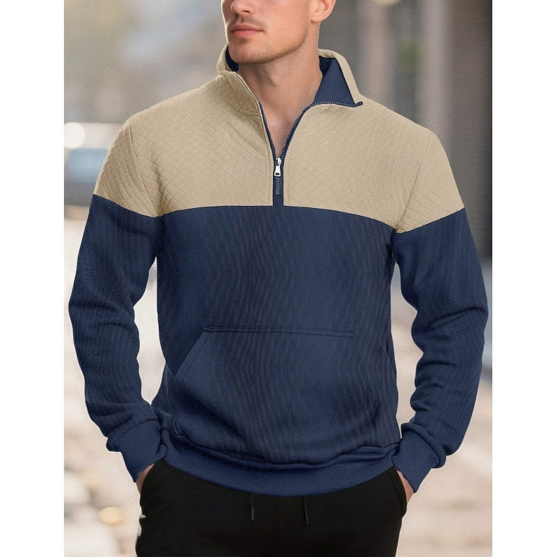 Theo | Zweifarbiges Sweatshirt mit Stehkragen