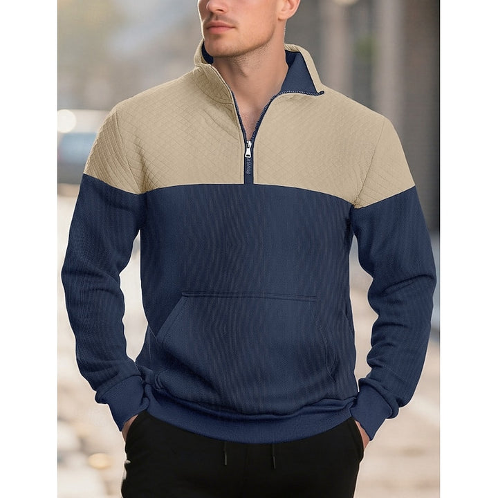 Theo | Zweifarbiges Sweatshirt mit Stehkragen