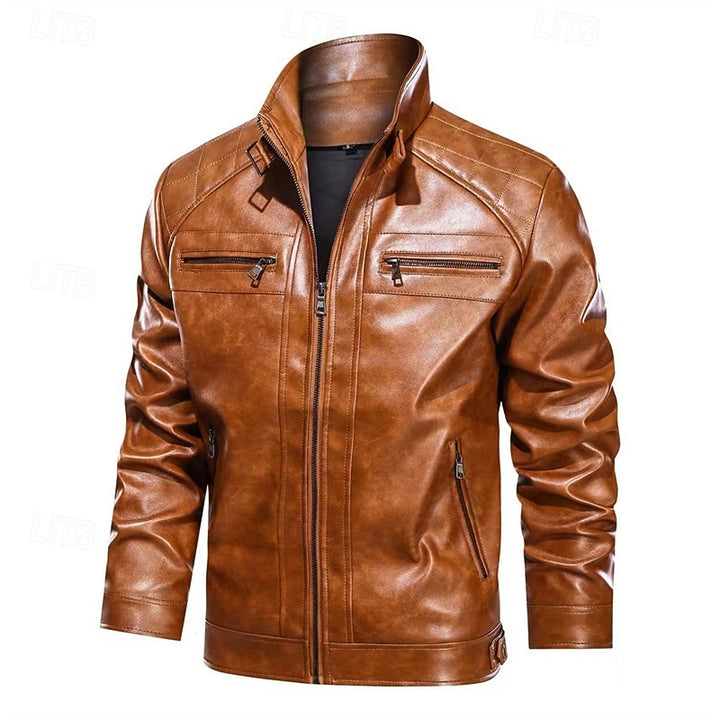 Benedikt | Klassische Biker-Jacke im Stehkragen-Design