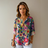 Isabella | Damen Blumenprint V-Ausschnitt Casual Top