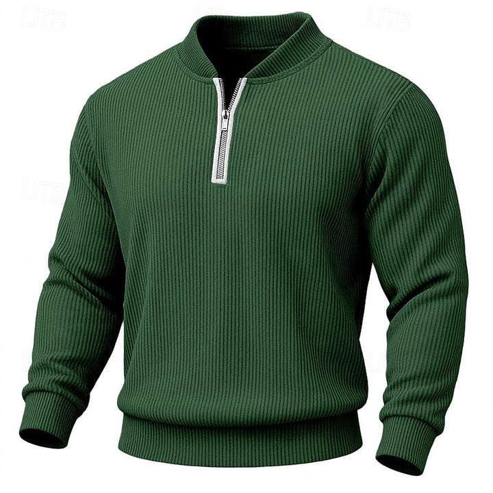 Frederik | Strukturierter Troyer-Pullover mit Stehkragen