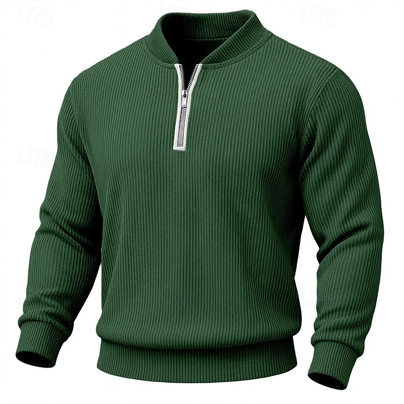 Frederik | Strukturierter Troyer-Pullover mit Stehkragen