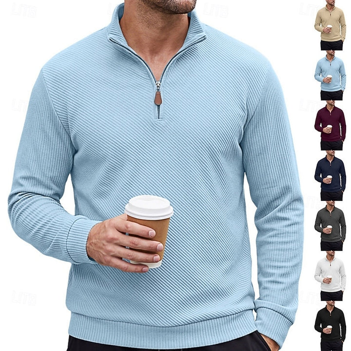 Heiko | Strukturiertes Troyer-Sweatshirt mit kurzem Reißverschluss