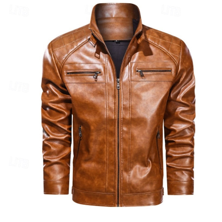 Benedikt | Klassische Biker-Jacke im Stehkragen-Design