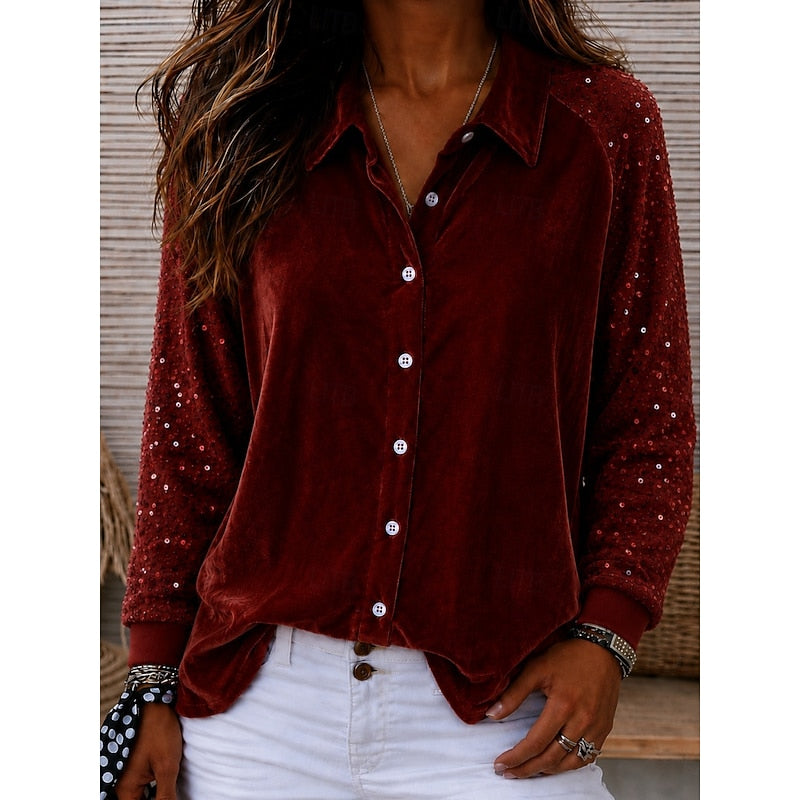 Edeltraud | Elegante Bluse mit Glitzer-Ärmeln