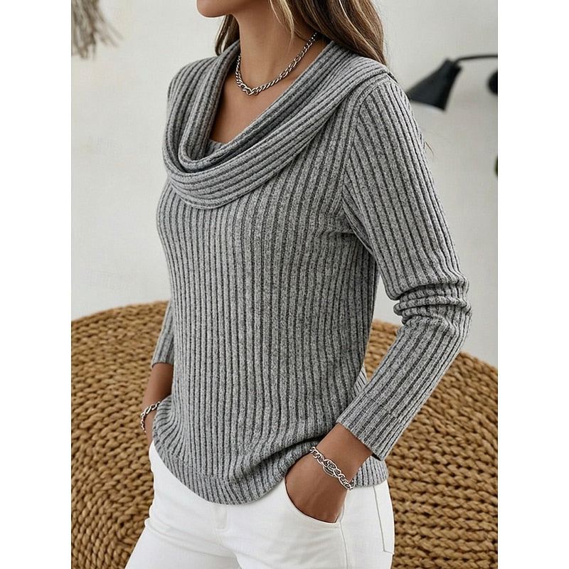 Antonia | Weicher Wasserfall-Pullover mit Rippstruktur