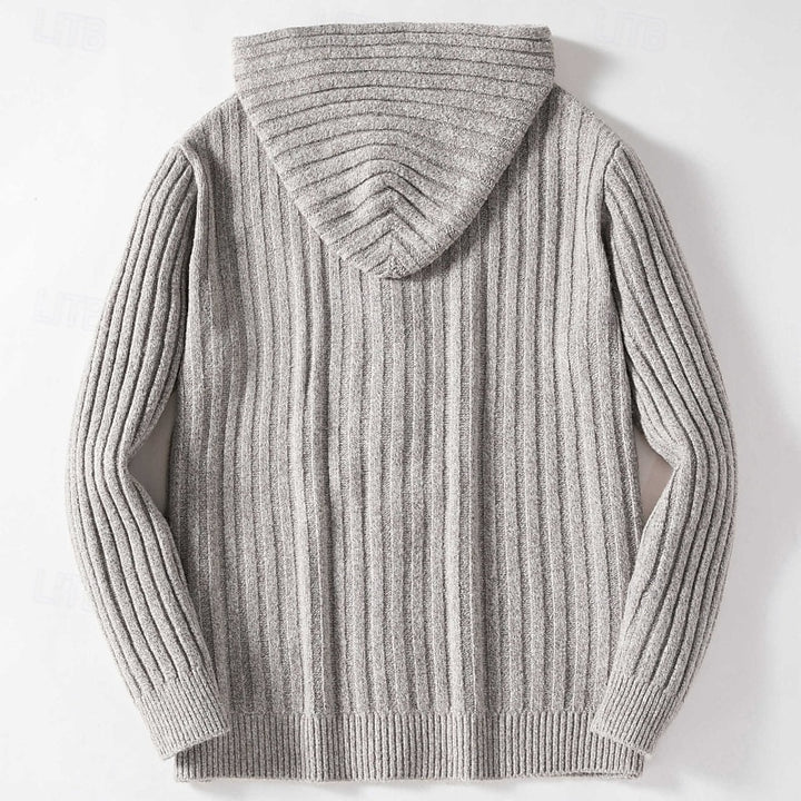 Frederik | Grob gestrickte Kapuzen-Strickjacke
