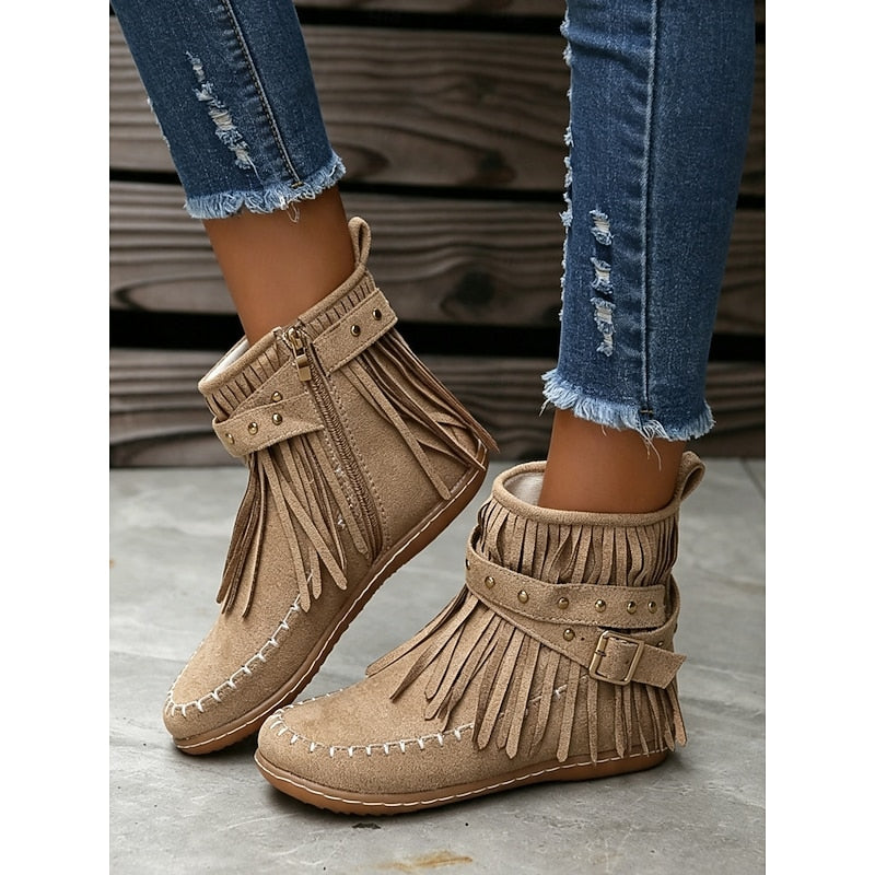 Wiebke | Fransen-Stiefelette mit Schnalle