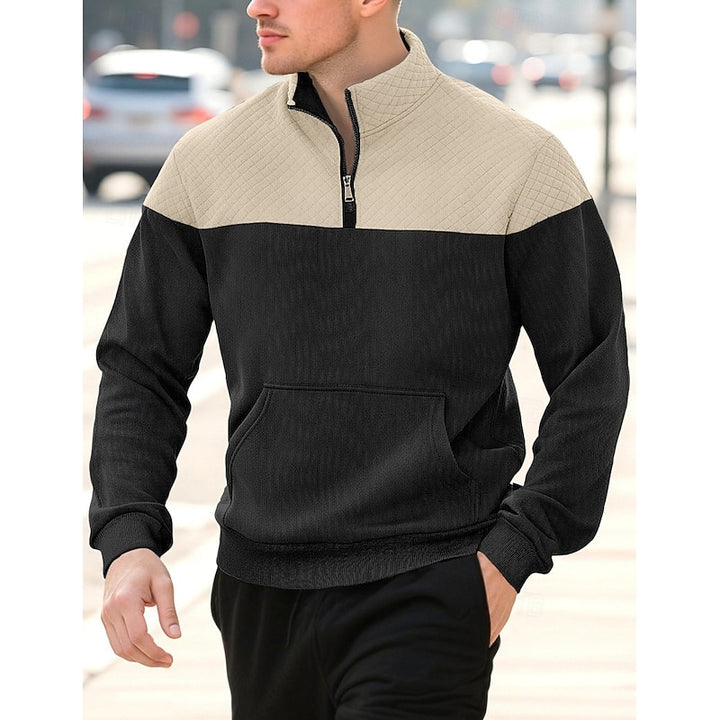 Theo | Zweifarbiges Sweatshirt mit Stehkragen