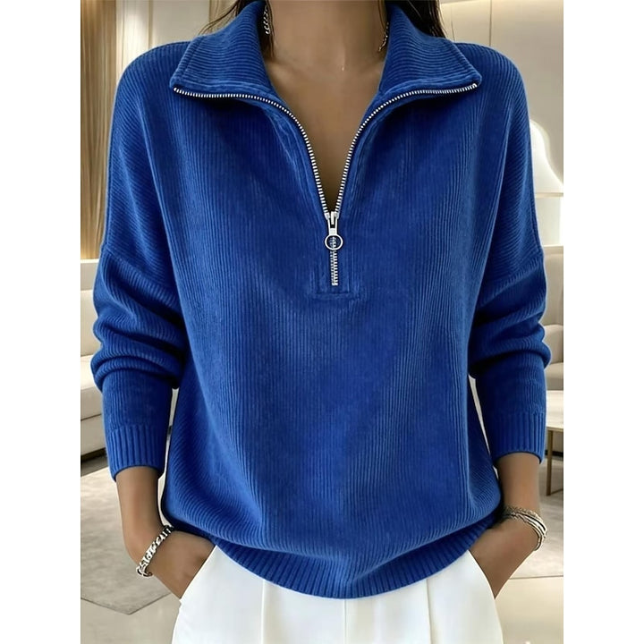 Beatrix | Softer Stehkragen-Pullover mit Reißverschluss