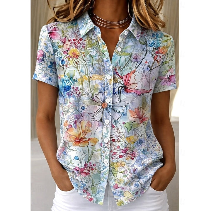 Erna | Florale Sommerbluse mit Kragen