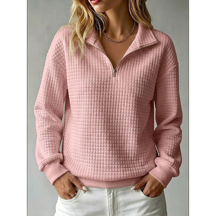Meta | Strukturiertes Sweatshirt mit kurzem Reißverschluss
