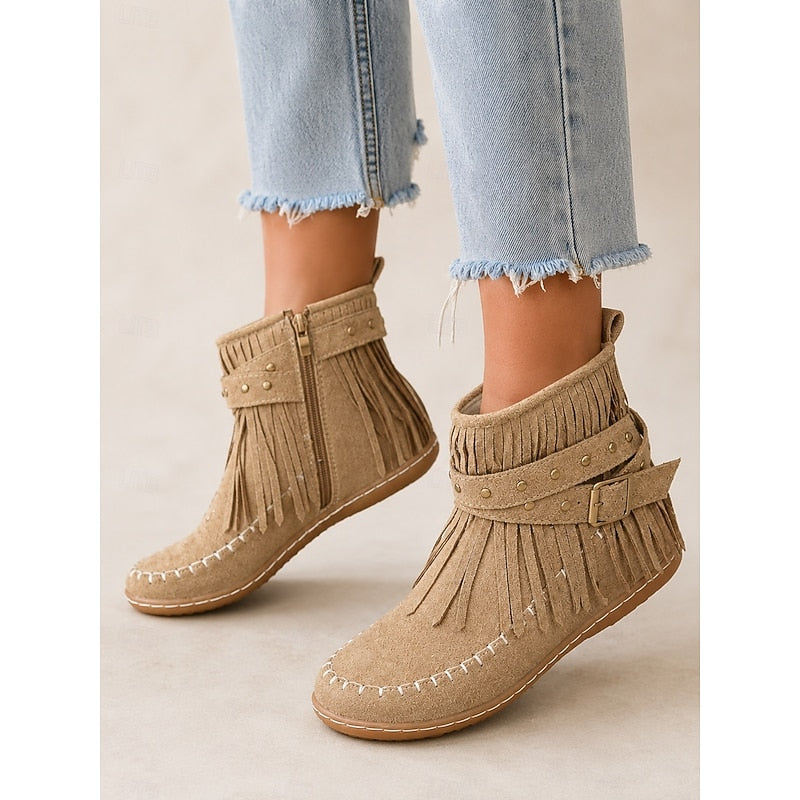Wiebke | Fransen-Stiefelette mit Schnalle