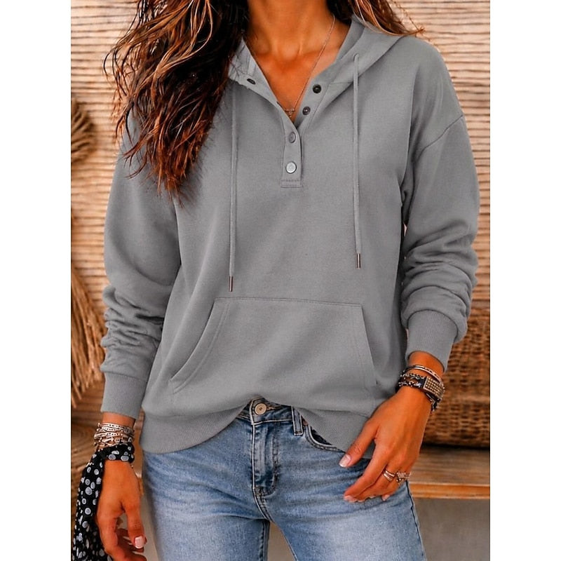 Marianne | Weicher Kapuzenpullover mit Knopfleiste