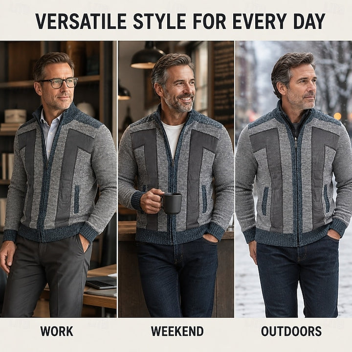 Steffen | Wärmende Strickjacke mit Stehkragen