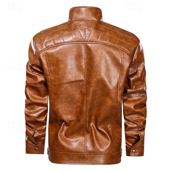 Benedikt | Klassische Biker-Jacke im Stehkragen-Design