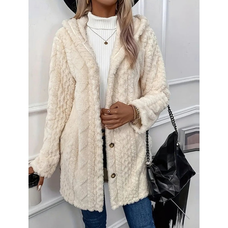 Ingrid | Kuschelige Kapuzenjacke mit Knopfleiste
